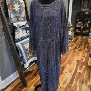 Zara Purple Maxi Dress with Intricate Beading